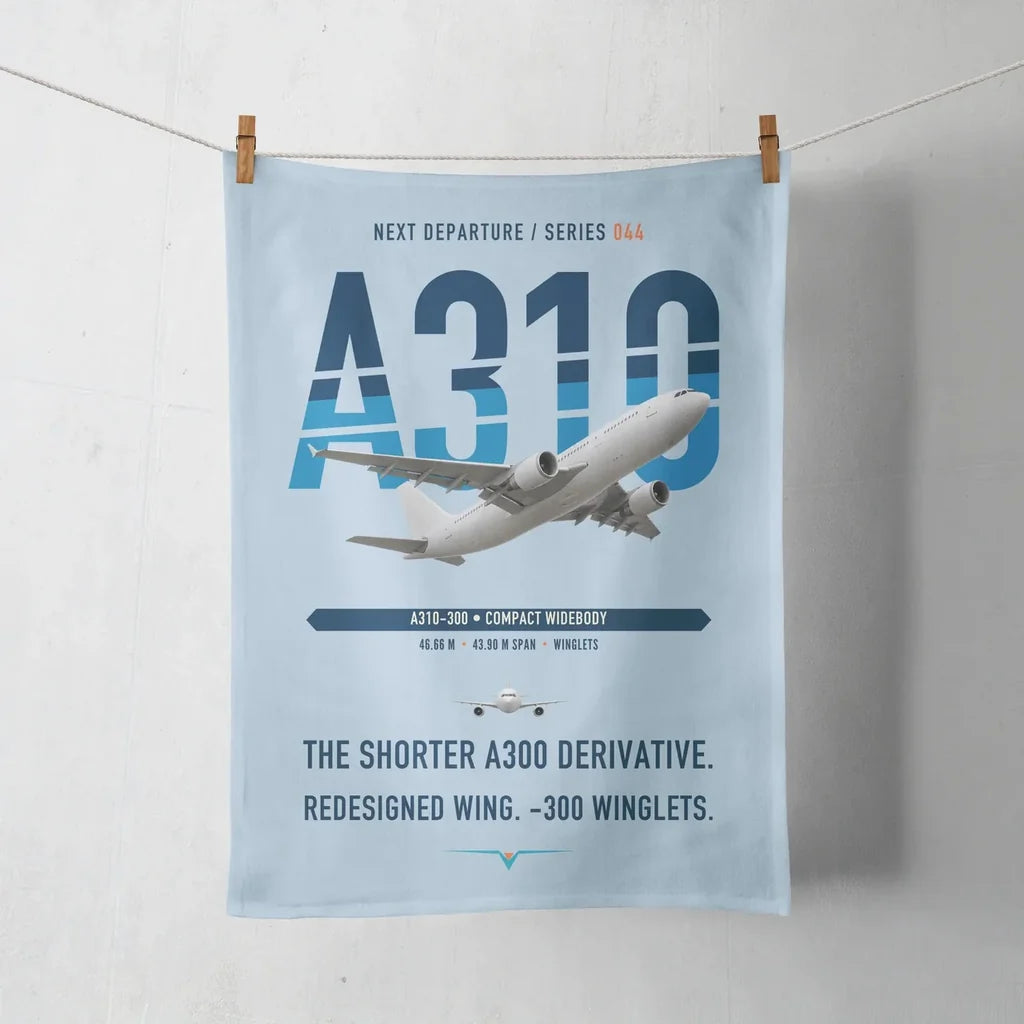 Airbus A310-300 design on light blue towel