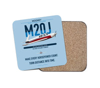 Thumbnail for Mooney M20J 201 design on light blue 1 piece coaster