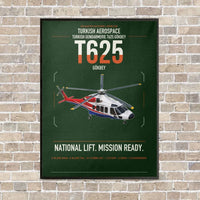 Thumbnail for Turkish Aerospace T625 Gökbey vertical canvas print - framed - dark green background