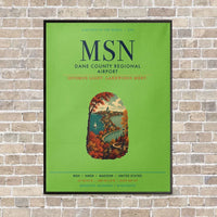 Thumbnail for Dane County Regional Airport Madison MSN vertical canvas print - framed - light green background