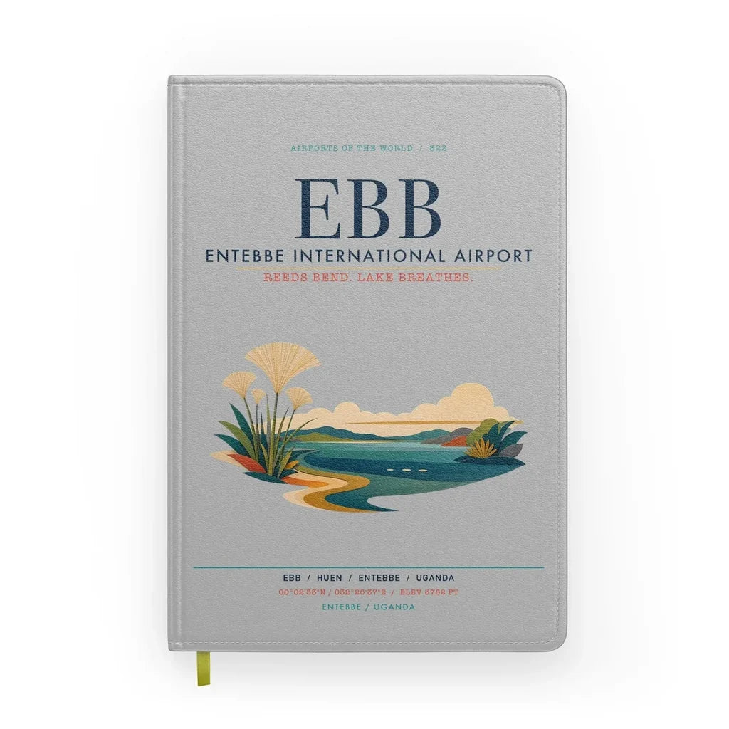 Entebbe International Airport (EBB) design on light gray notebook