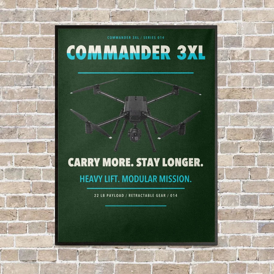Draganfly Commander 3XL vertical canvas print - framed - dark green background