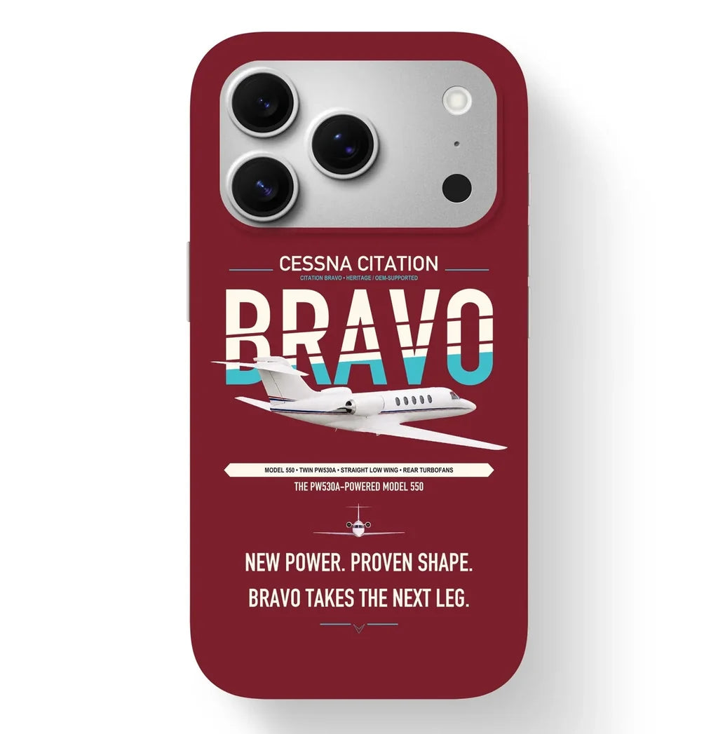 Cessna Citation Bravo design on dark red magsafe iphone case, for iPhone 17 Pro