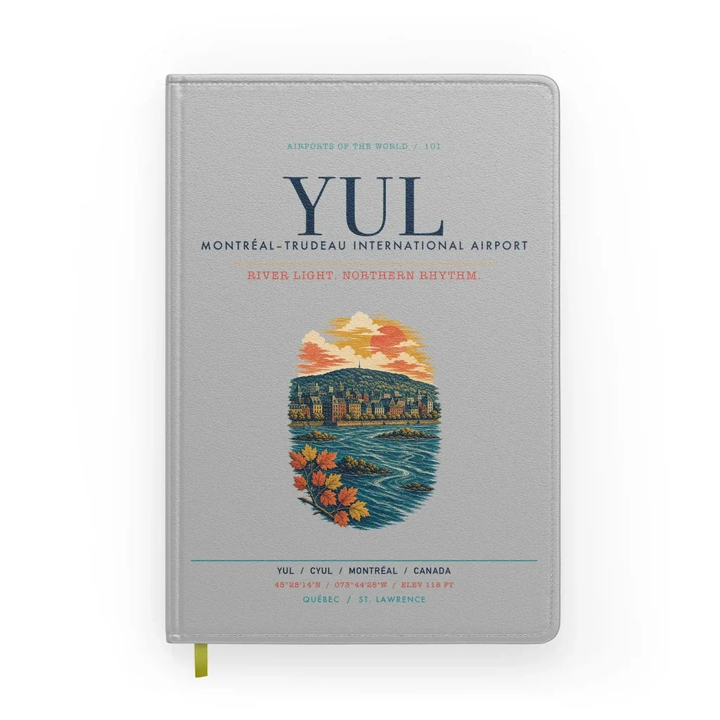 Montréal–Trudeau International Airport (YUL) design on light gray notebook