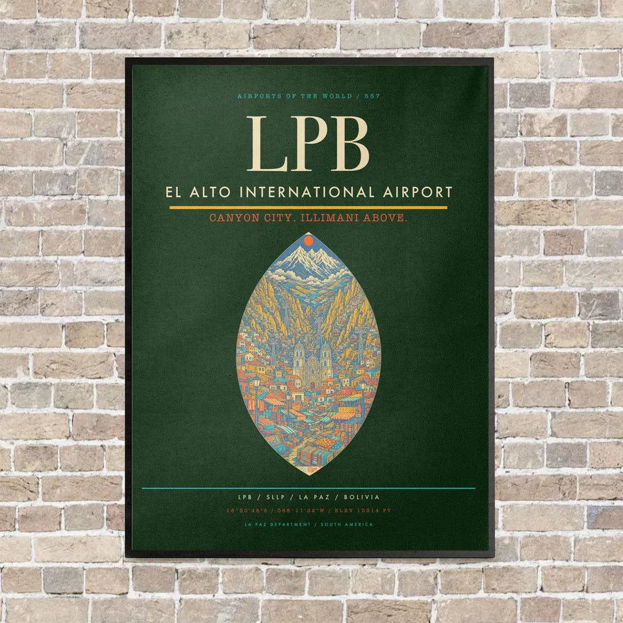 El Alto International Airport LPB - Canvas Framed - Dark Green