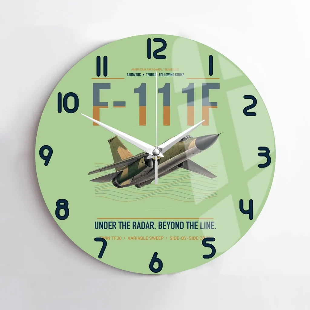 F-111F Aardvark design on light green no frame wall clock