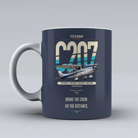 Thumbnail for Cessna T207A Stationair 8 design on dark blue ceramic mug, double-side print