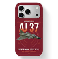Thumbnail for Saab AJ 37 Viggen design on dark red magsafe iphone case, for iPhone 17 Pro