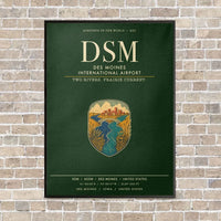 Thumbnail for Des Moines International Airport DSM vertical canvas print - framed - dark green background