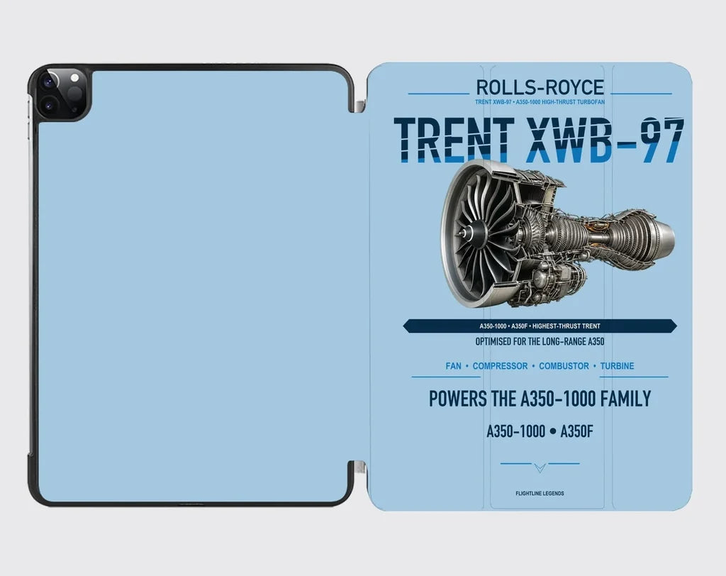TRENT XWB-97 design on light blue ipad tablet case