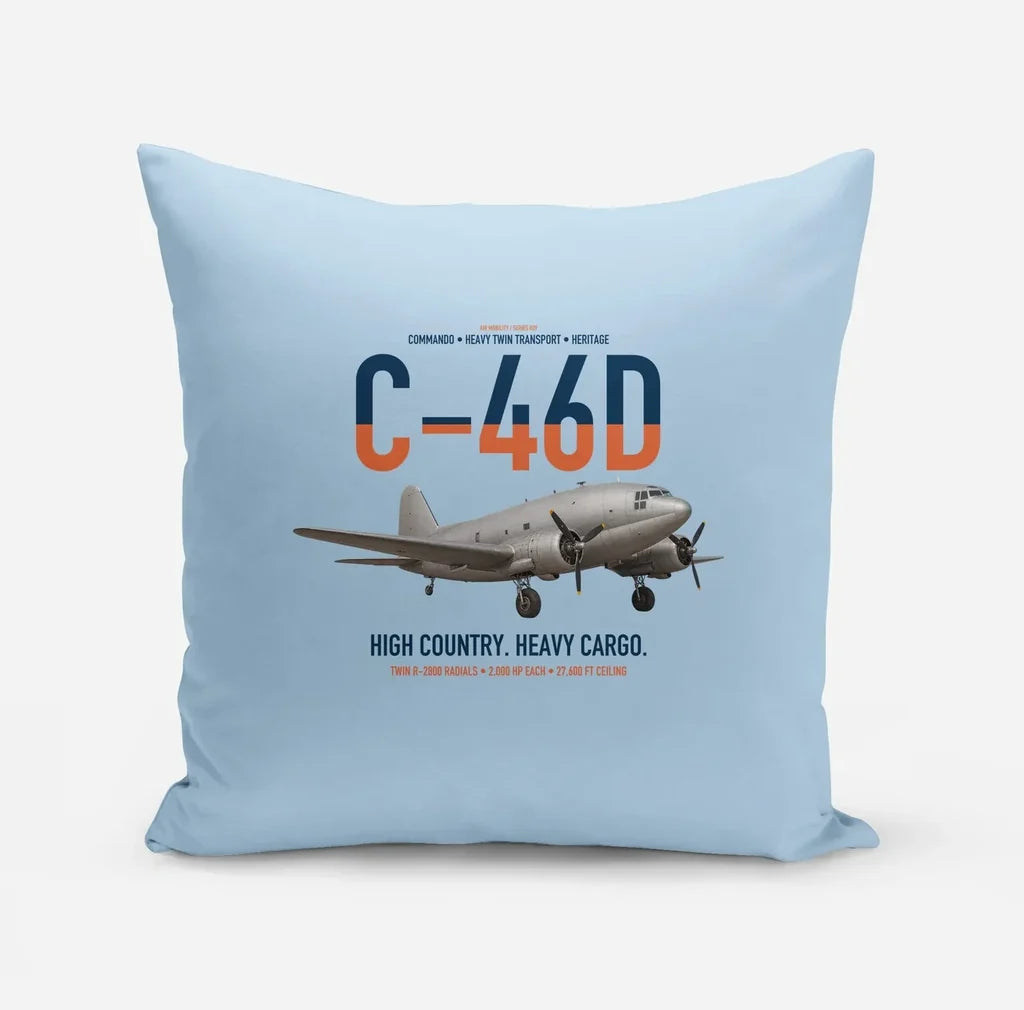 C-46D Commando design on light blue pillow