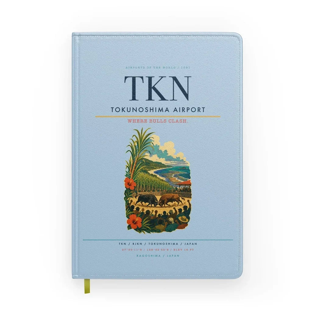 Tokunoshima Airport (TKN) design on light blue notebook
