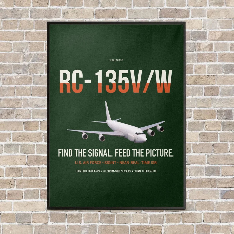 RC-135V W Rivet Joint vertical canvas print - framed - dark green background
