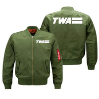 Thumbnail for Trans World Airlines (TWA) logo on green bomber jacket
