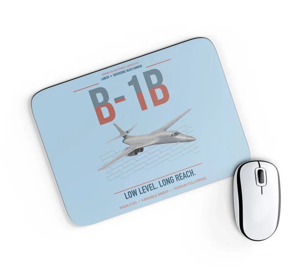 B-1B Lancer design on light blue rectangle mouse pad