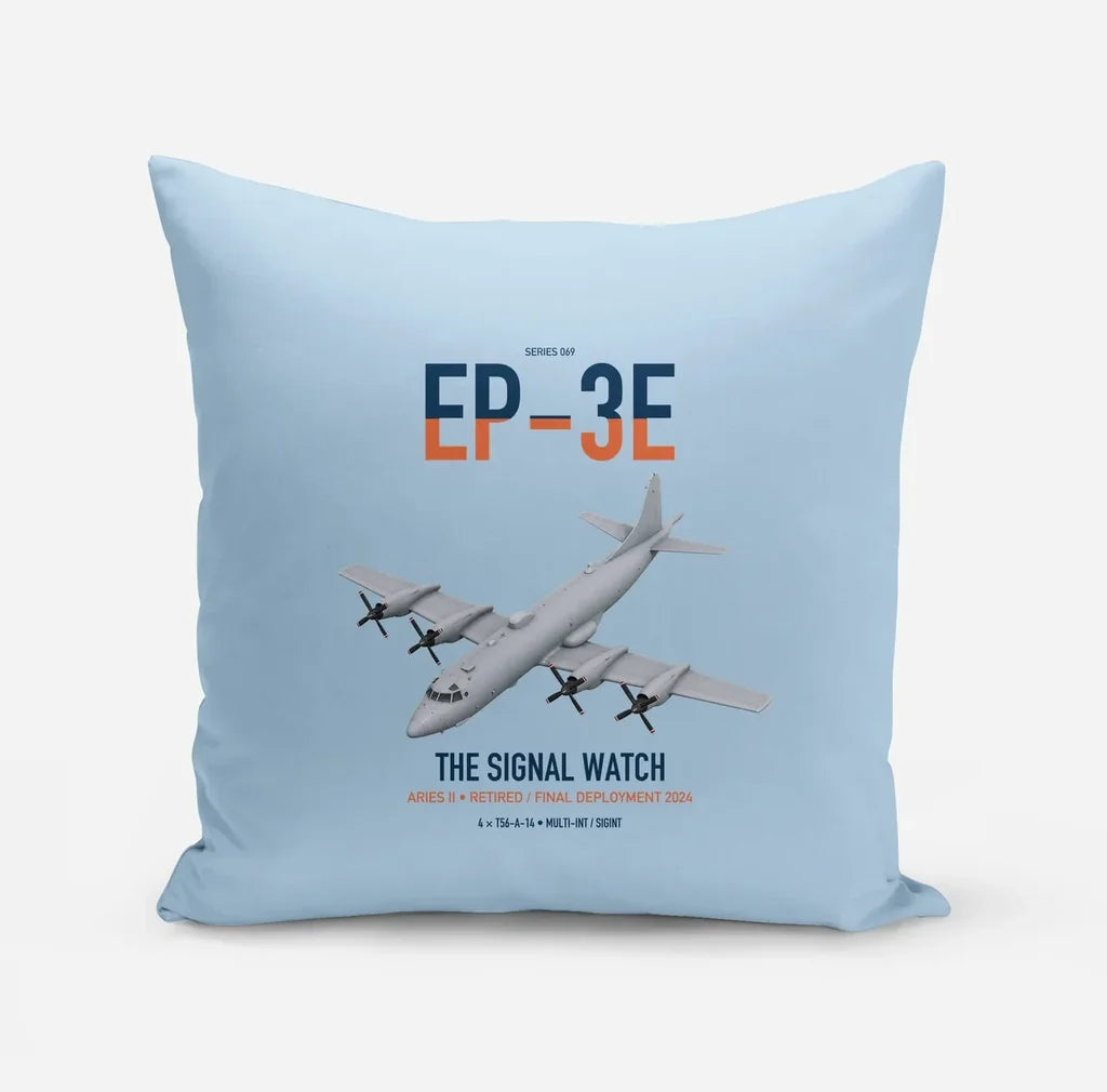 EP-3E ARIES II design on light blue pillow