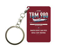 Thumbnail for Daher TBM 980 design on dark red designed key chain, double-side print