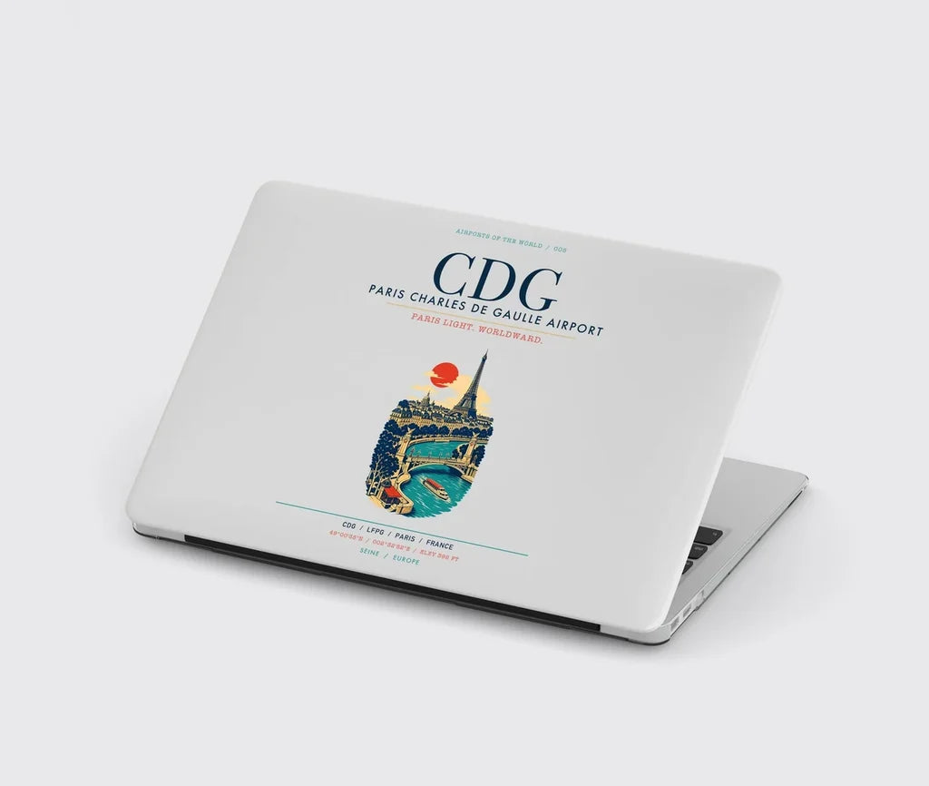 Paris Charles de Gaulle Airport (CDG) design on light gray MacBook case