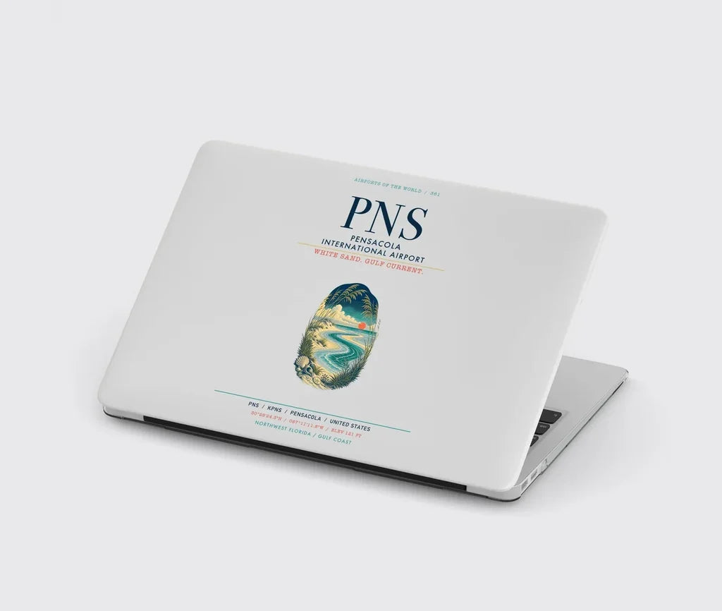 Pensacola International Airport (PNS) design on light gray MacBook case