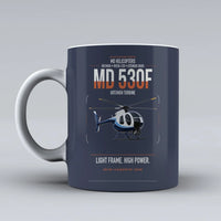 Thumbnail for MD Helicopters MD 530F design on dark blue ceramic mug, double-side print