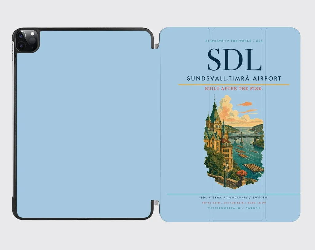 Sundsvall-Timrå Airport (SDL) design on light blue ipad tablet case