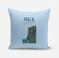 Thumbnail for Molokai Airport (MKK) design on light blue pillow