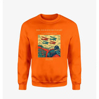 Thumbnail for VINTAGE G4444 - The Four Fours Flight - Designed Sweatshirts design on orange