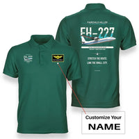 Thumbnail for Fairchild Hiller FH-227B design on green polo with custom name badge