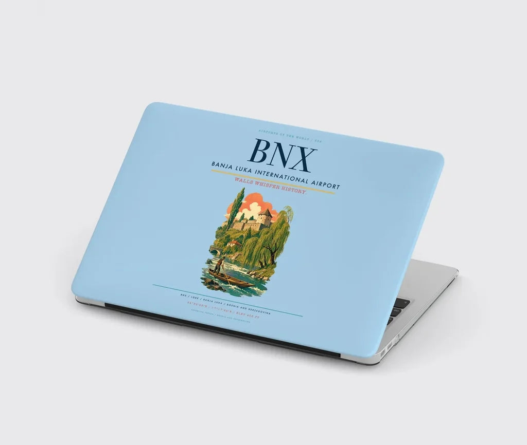 Banja Luka International Airport (BNX) design on light blue MacBook case
