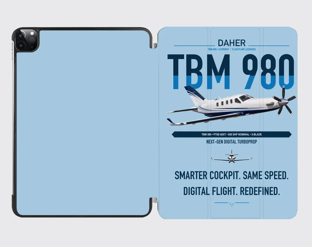 Daher TBM 980 design on light blue ipad tablet case