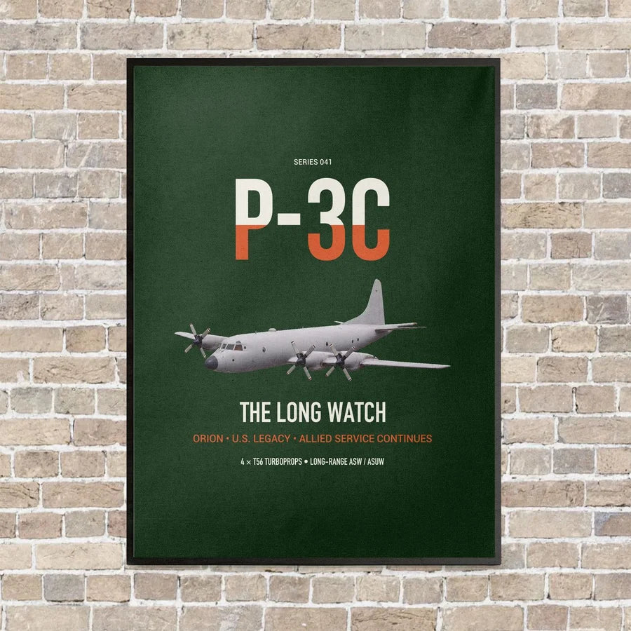 P-3C Orion vertical canvas print - framed - dark green background