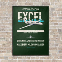 Thumbnail for Cessna Citation Excel vertical canvas print - framed - dark green background