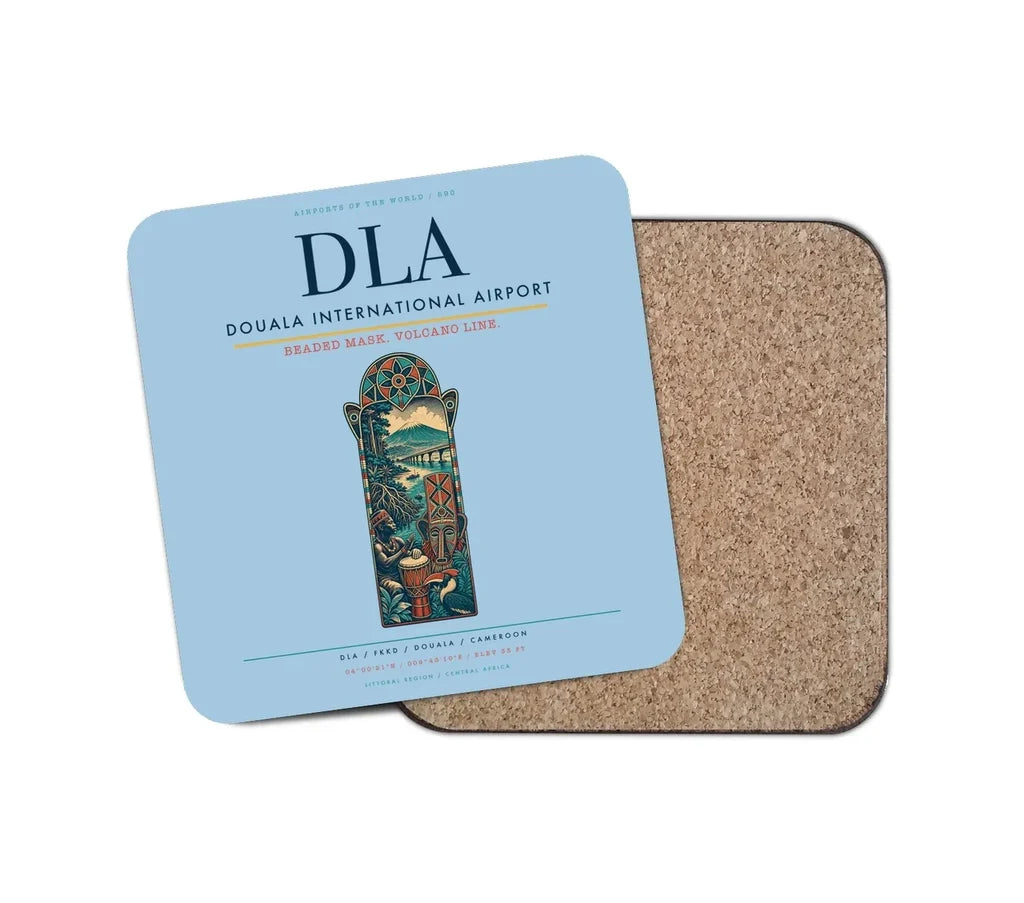 Douala International Airport (DLA) design on light blue 1 piece coaster