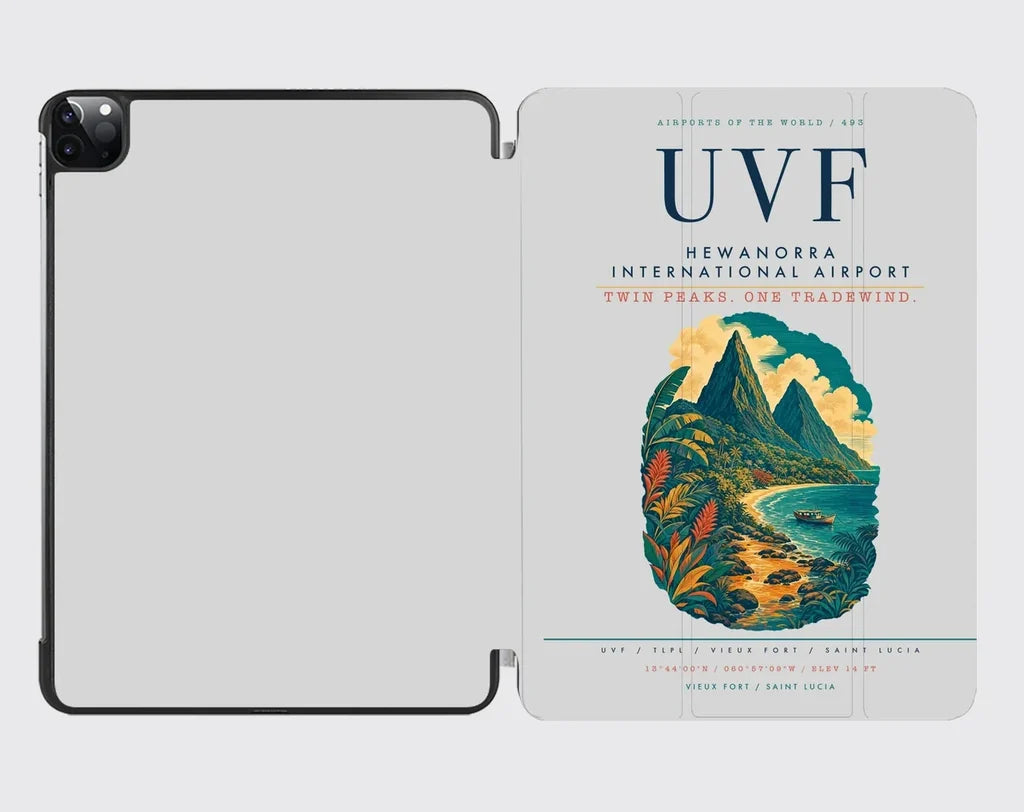 Hewanorra International Airport (UVF) design on light gray ipad tablet case