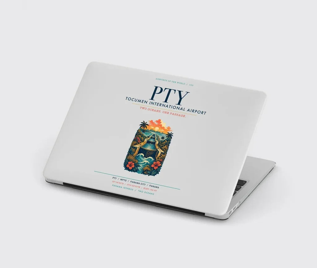 Panama City Tocumen International Airport (PTY) design on light gray MacBook case