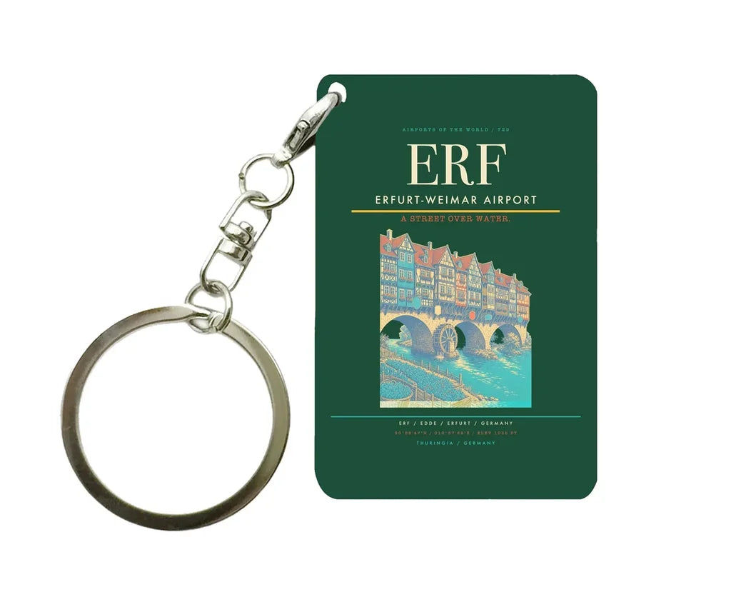 Erfurt-Weimar Airport (ERF) design on dark green key chain