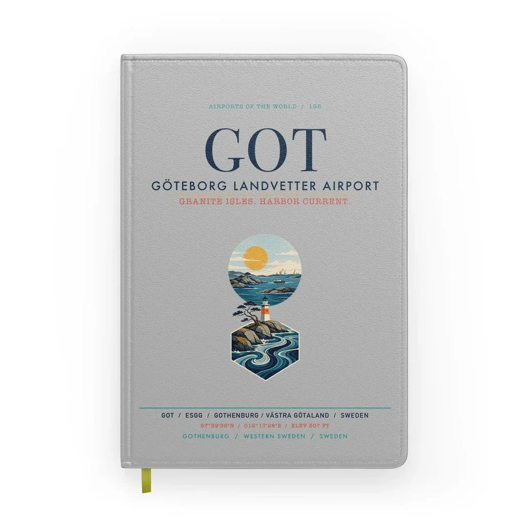 Göteborg Landvetter Airport (GOT) design on light gray notebook