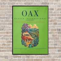 Thumbnail for Oaxaca International Airport OAX vertical canvas print - framed - light green background