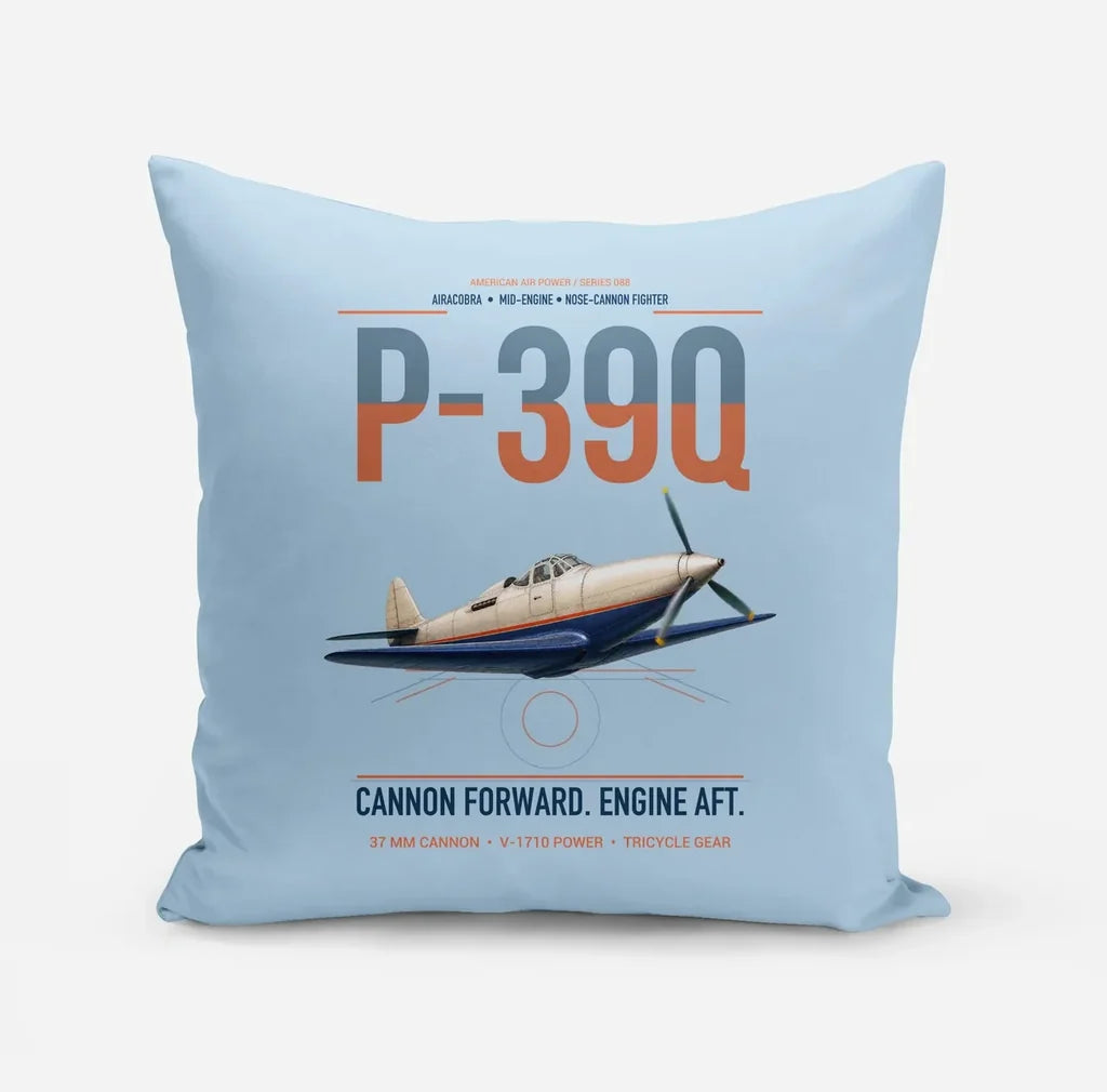 P-39Q Airacobra design on light blue pillow