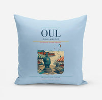 Thumbnail for Oulu Airport (OUL) design on light blue pillow
