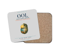 Thumbnail for Gold Coast Airport (OOL) design on light gray 1 piece coaster