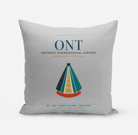 Thumbnail for Ontario International Airport (ONT) design on light gray pillow