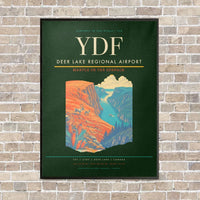 Thumbnail for Deer Lake Regional Airport YDF vertical canvas print - framed - dark green background