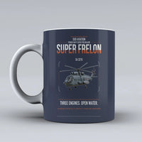 Thumbnail for Sud Aviation SA 321G Super Frelon design on dark blue ceramic mug, double-side print
