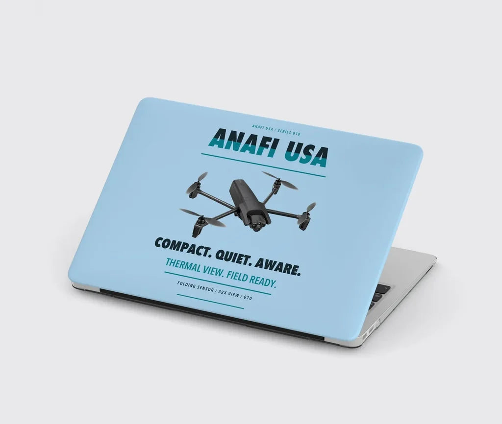 Parrot ANAFI USA design on light blue MacBook case
