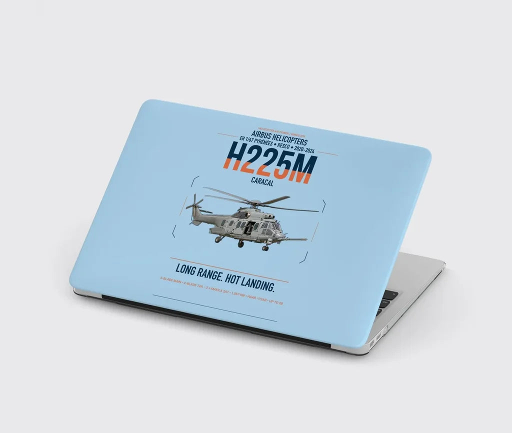 Airbus Helicopters H225M Caracal design on light blue MacBook case