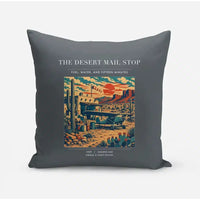 Thumbnail for VINTAGE G4151 - The Desert Mail Stop - Designed Pillows design on gray