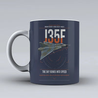 Thumbnail for Saab J 35F Draken design on dark blue ceramic mug, double-side print