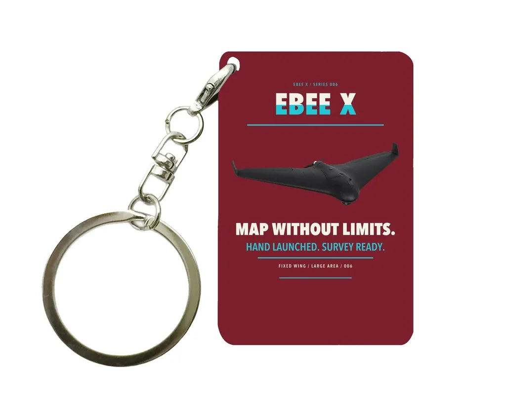 AgEagle eBee X Key Chain design on dark red key chain