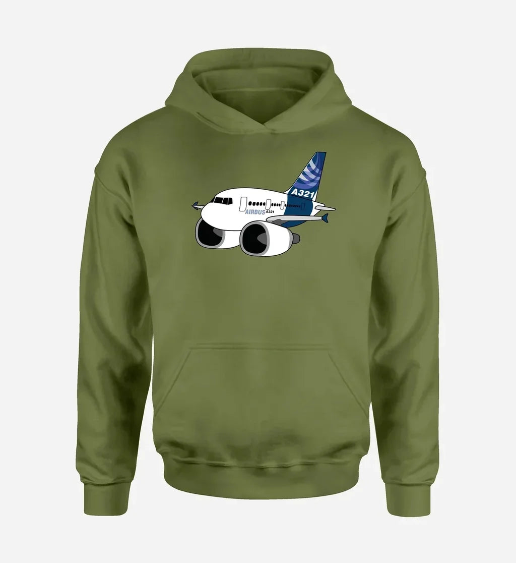 Cartoon Airbus A321 - Green Army